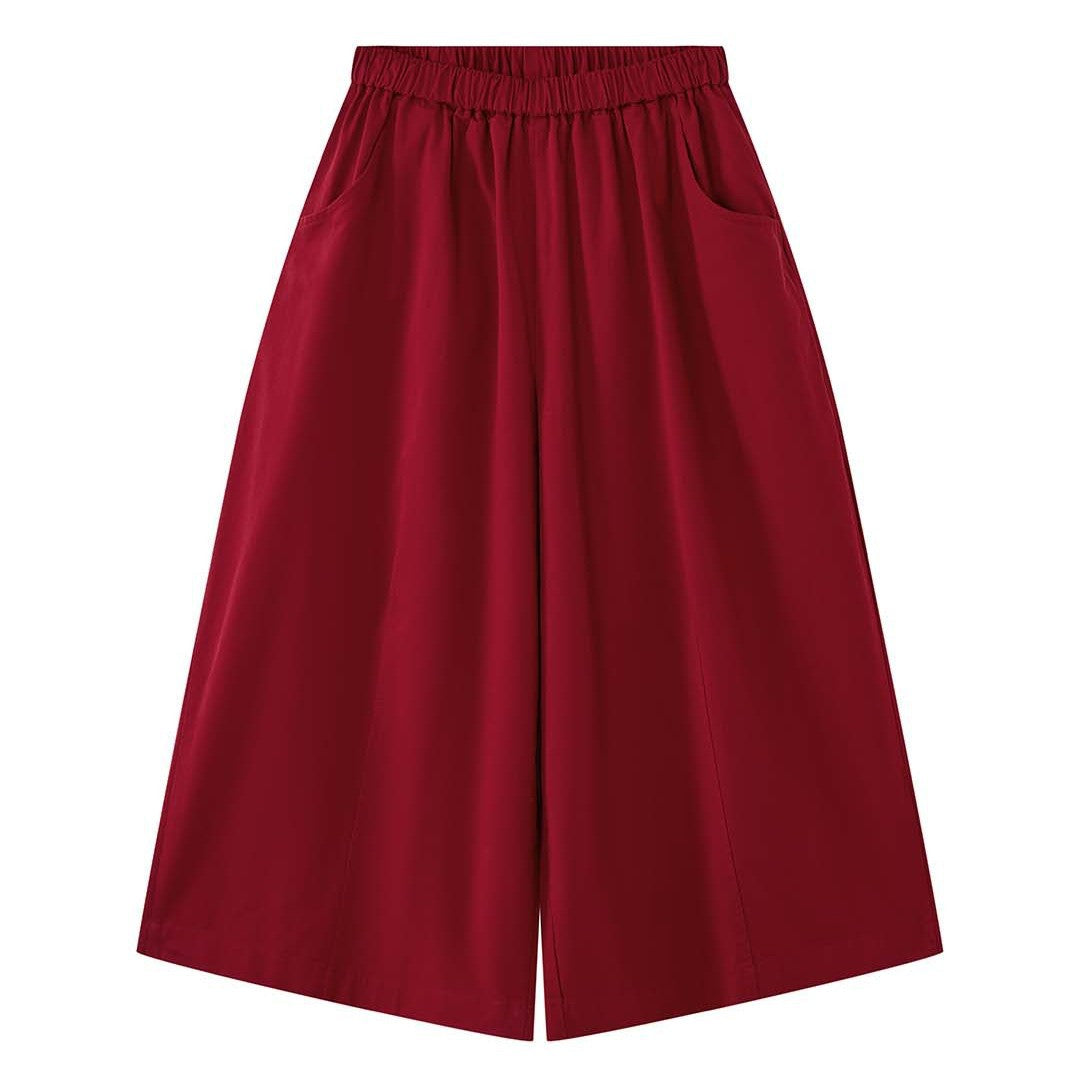 Women Extra-wide Balloon Culotte made of cotton twill with drawstring and fold-over waistband Amarae