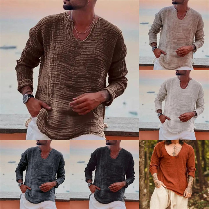 Casual linen shirt for men V neck Lune London