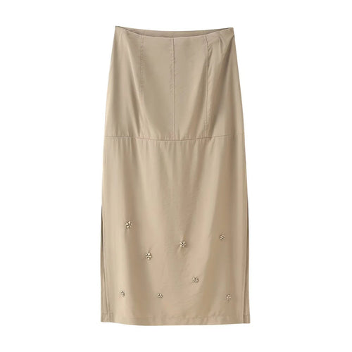 Elegant midi skirt for ladies with floral applications Amarae