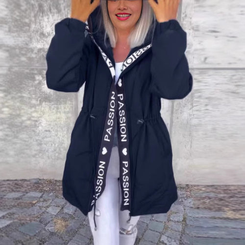 Ladies casual hooded jacket with contrasting inscriptions Amarae