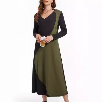 Maxi dress with long sleeves for women with a modern geometric design Amarae