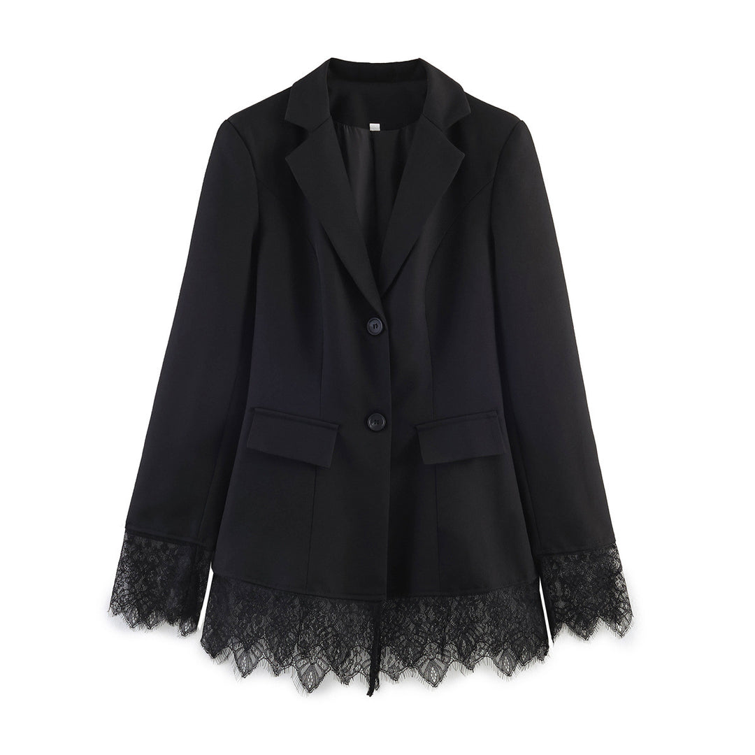 Women's tailored blazer with lace hem and flap pockets Amarae
