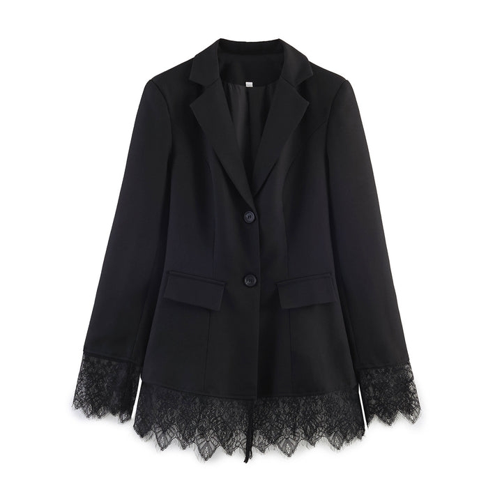 Women's tailored blazer with lace hem and flap pockets Amarae