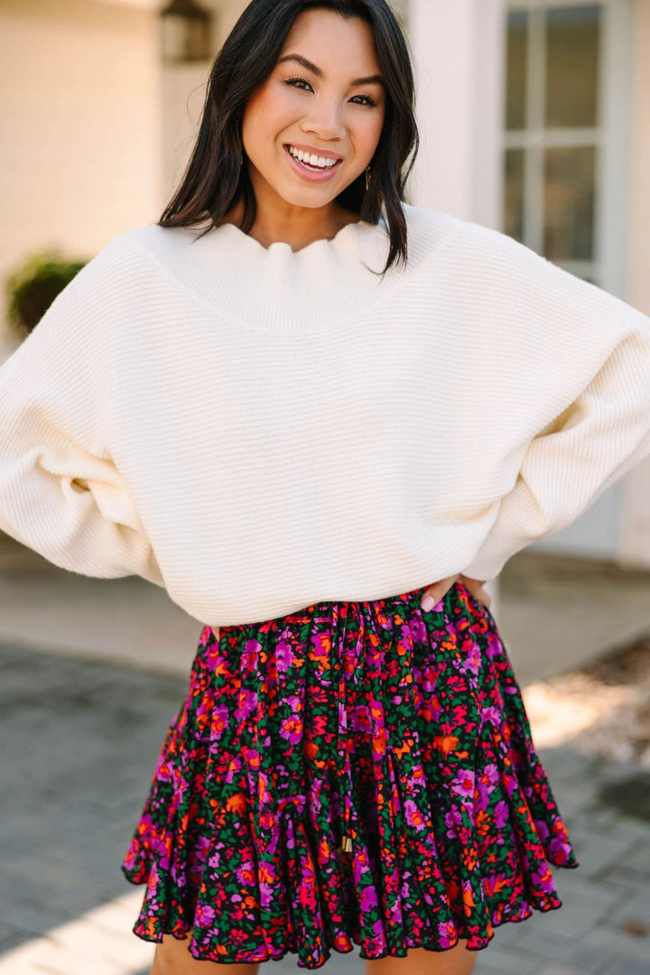 Pull femme décontracté avec décolleté asymétrique et manches larges Lune London
