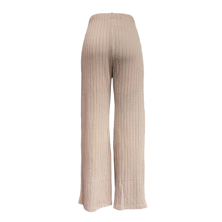 Pantalons en tricot large à côtes pour femmes avec taille haute et poches latérales Chic & Stil