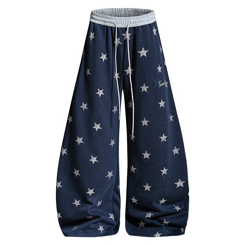 Women's Loose Lounge Pants with Star Print and Elastic Drawstring Amarae