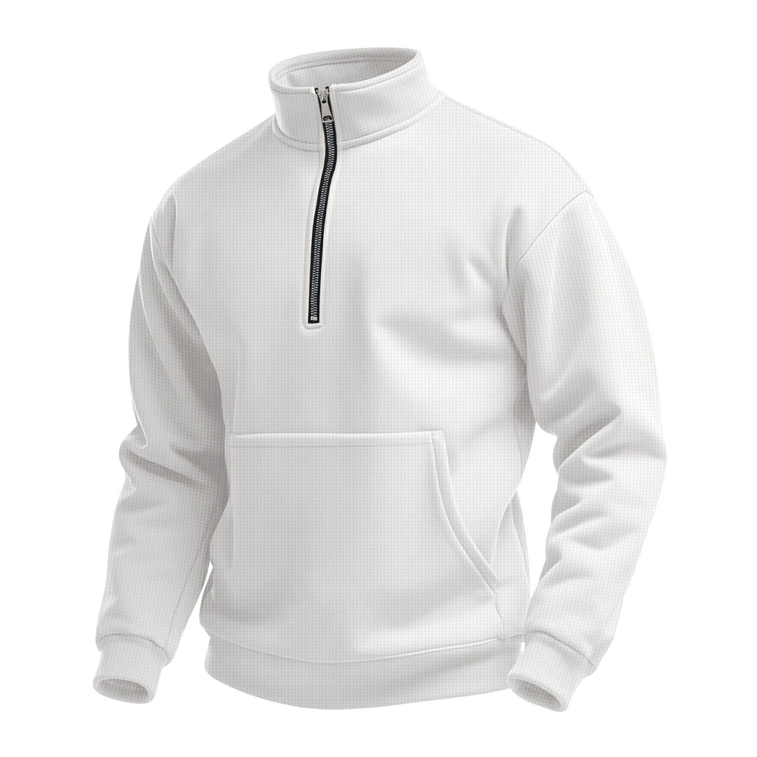 Men's fleece pullover with high collar and practical pockets Amarae