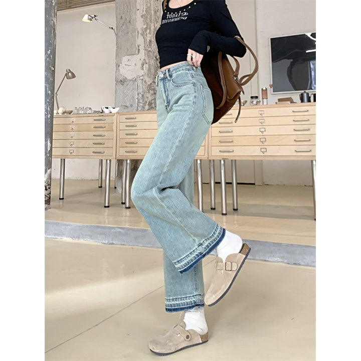 Pantalons en denim large coupe pour femmes avec taille haute Chic & Stil