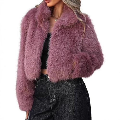 Elegant ladies faux fur jacket with voluminous cut Amarae