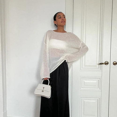 Lightweight knitted jumper for women with sheer effect Amarae