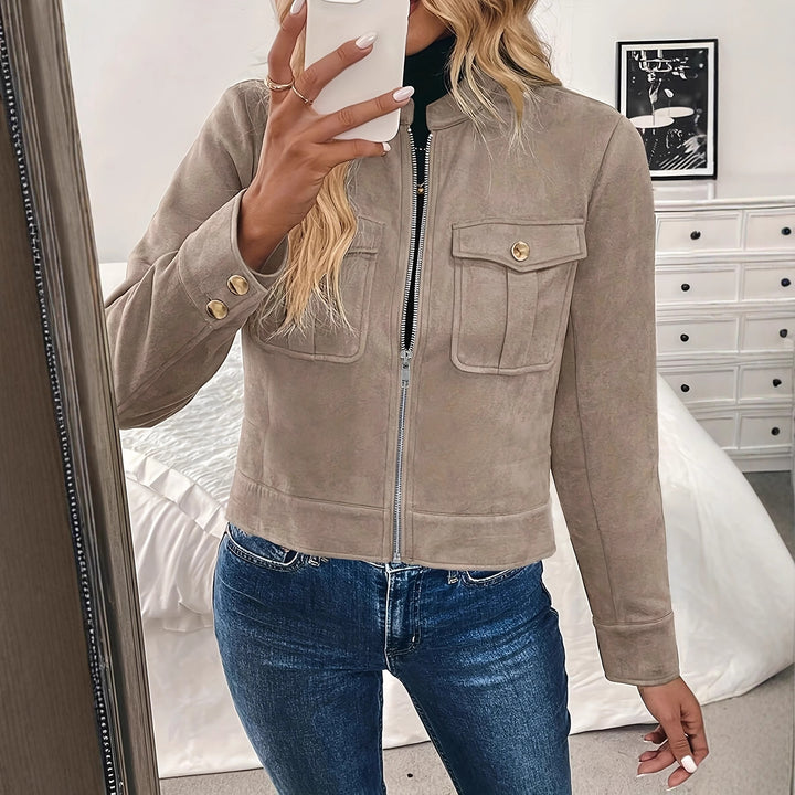 Fashionable short women's jacket in high-quality faux leather with practical pockets Lune London