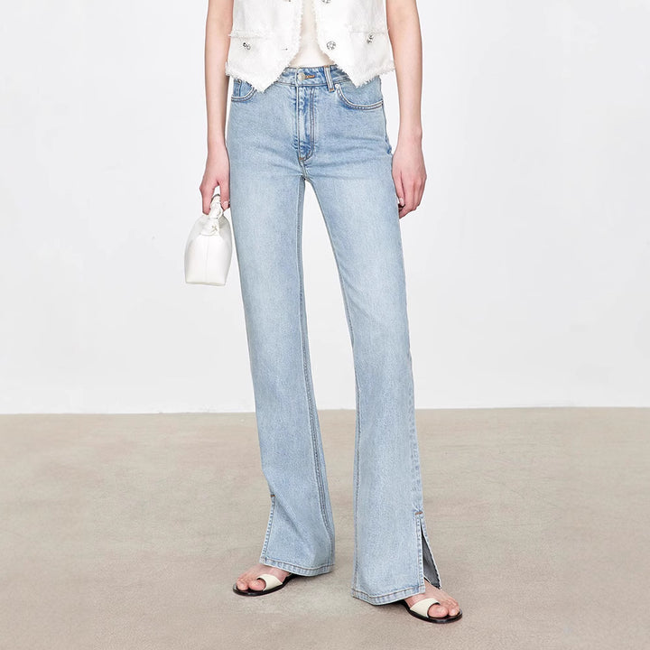Jean bootcut pour femmes au style vintage avec taille haute Chic & Stil
