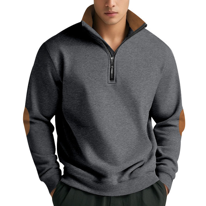 Men's high-neck sweater with zipper and contrasting details Lune London