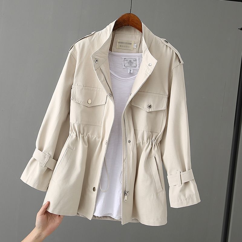 Ladies Practical Leisure Jacket with Adjustable Waist and Chic Style Pockets