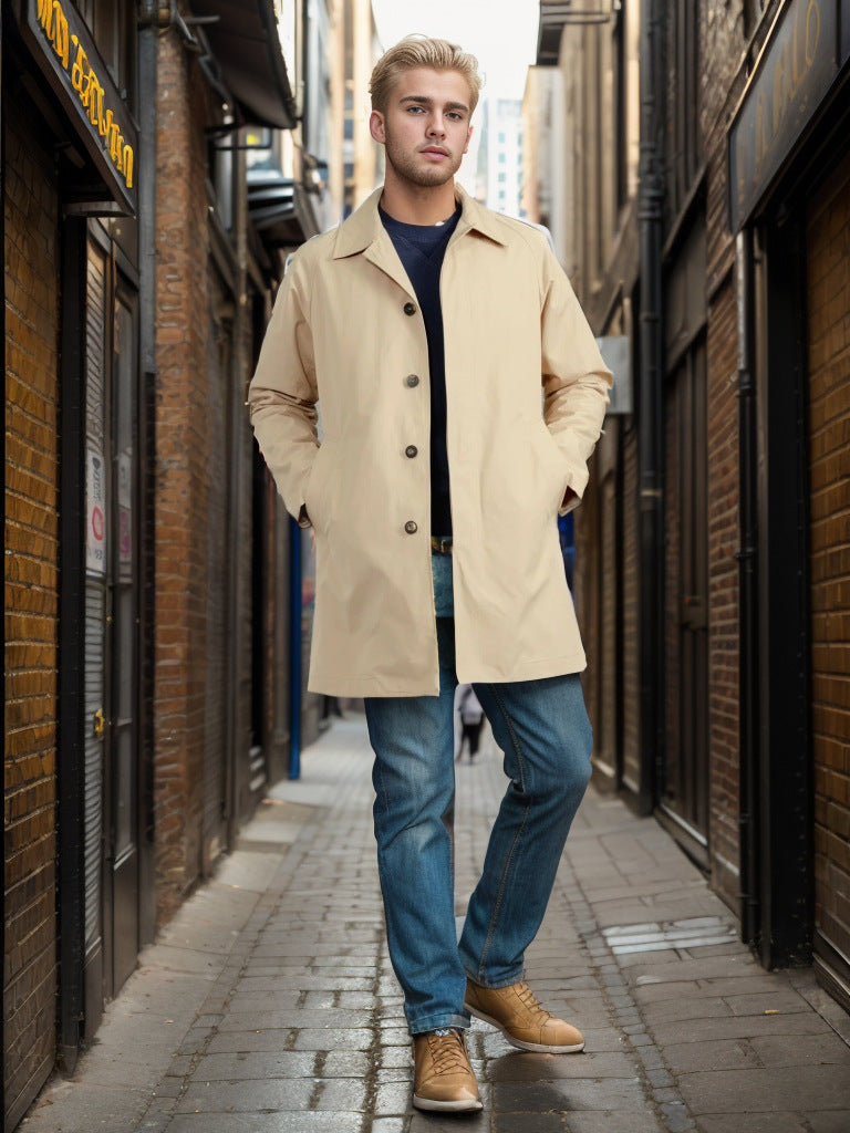 Casual raincoat for men with practical snap buttons and modern fit Amarae