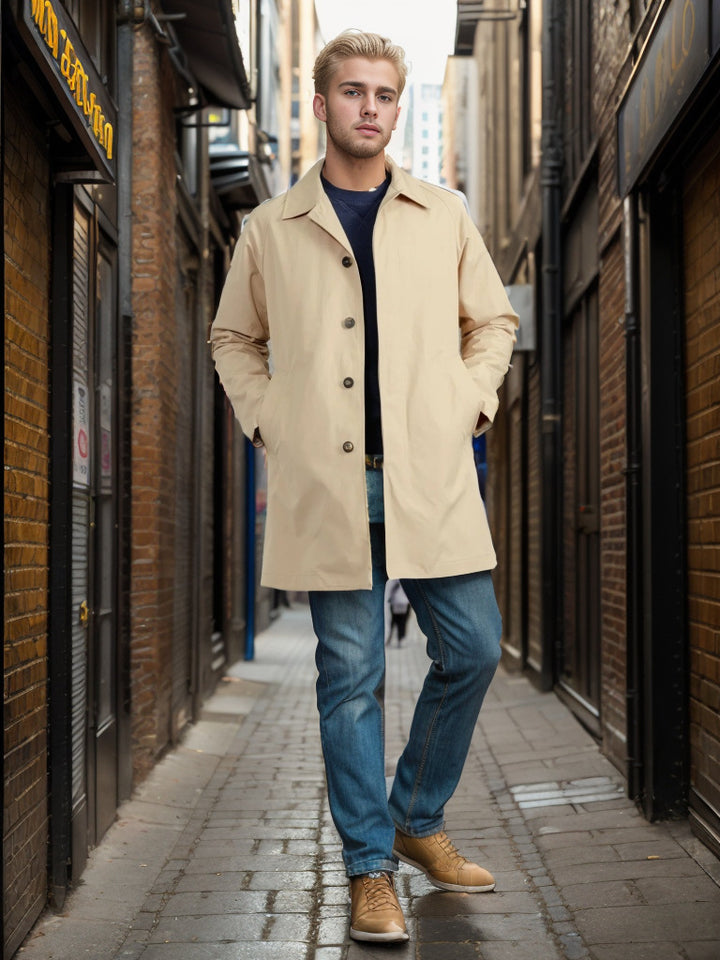 Casual raincoat for men with practical snap buttons and modern fit Amarae