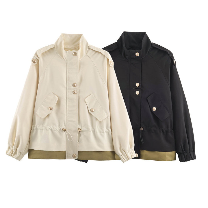 Women's short parka in field style with drawstring, flap pockets and stand-up collar Amarae