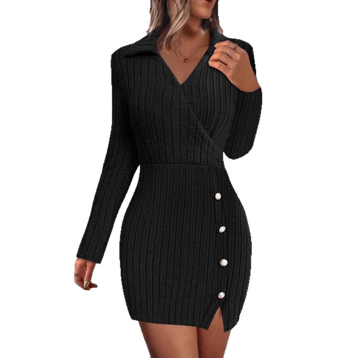 Wrap dress for women with textured design and elegant button details Lune London