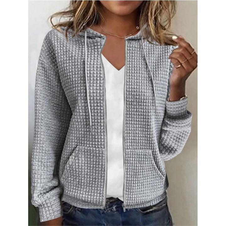 Casual waffle piqué zip hoodie for women Lune London