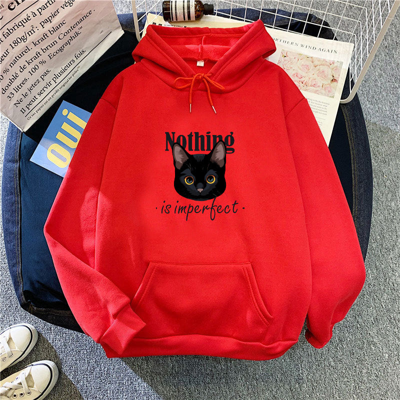 Women's Cozy Hoodie with Artistic Cat Design Chic & Stil