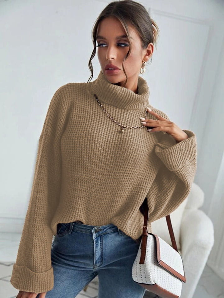 Pull en tricot femme avec col montant et manches texturées Chic & Stil