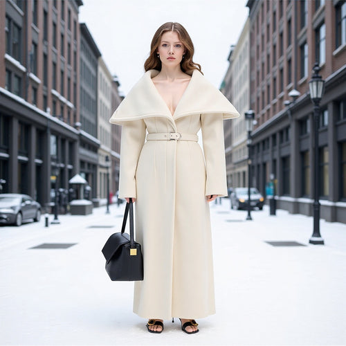 Manteau trench élégant pour femmes avec col surdimensionné et ceinture à taille ajustable Chic & Stil