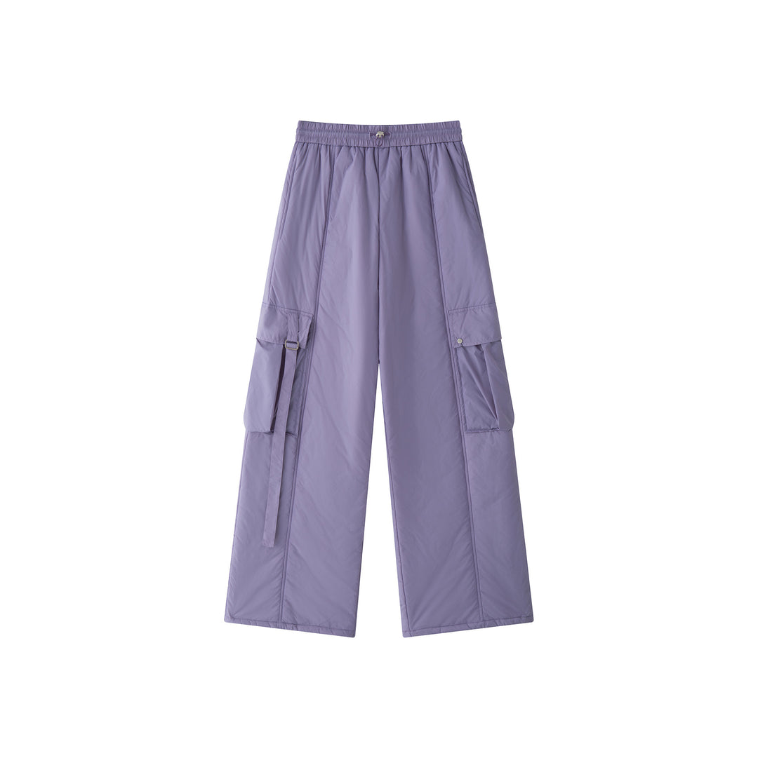 Women Padded Cargo Palazzo Pants with Elastic Waistband Amarae