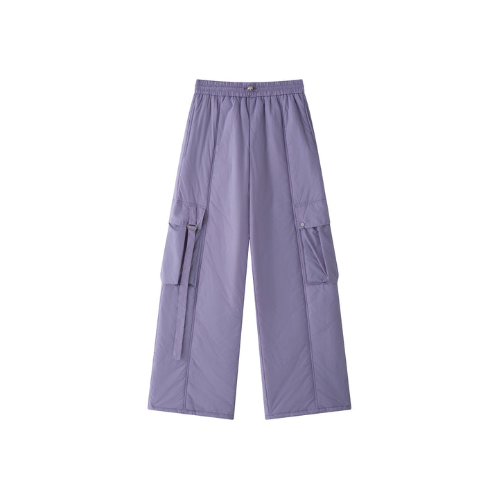 Women Padded Cargo Palazzo Pants with Elastic Waistband Amarae