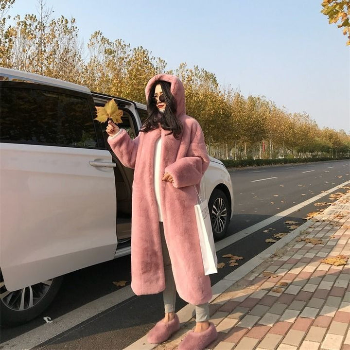 Ladies Oversized Soft Coat with High Collar and Chic Side Pockets