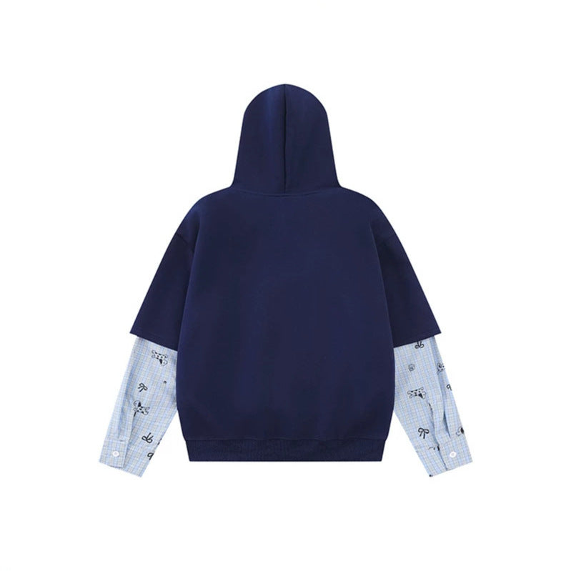 Women's hooded sweatshirt with layered look, kangaroo pocket and playful patch applications Amarae