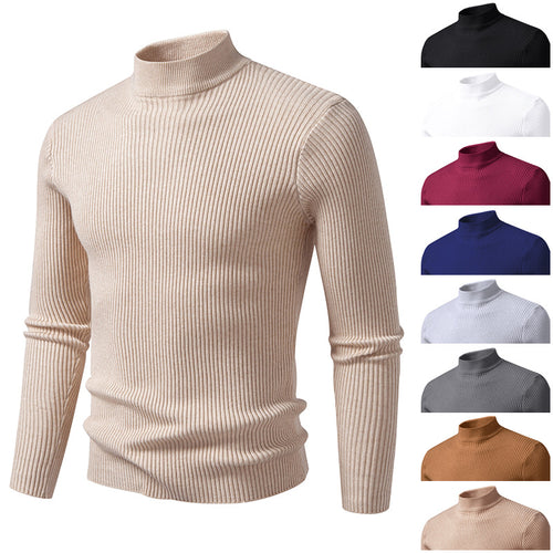 Men's Ribbed Knit Turtleneck Sweater Amarae