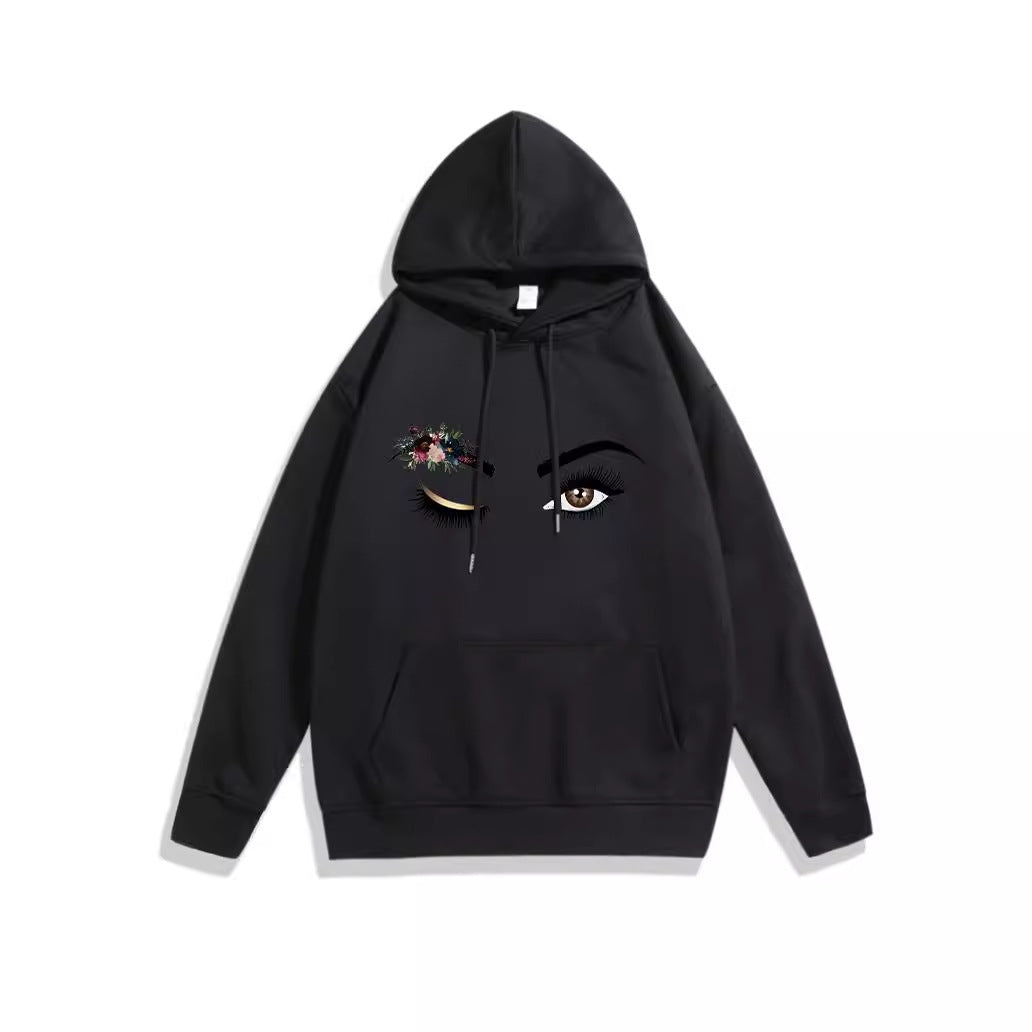 Ladies Hoodie with Creative Eye Motif Chic & Stil
