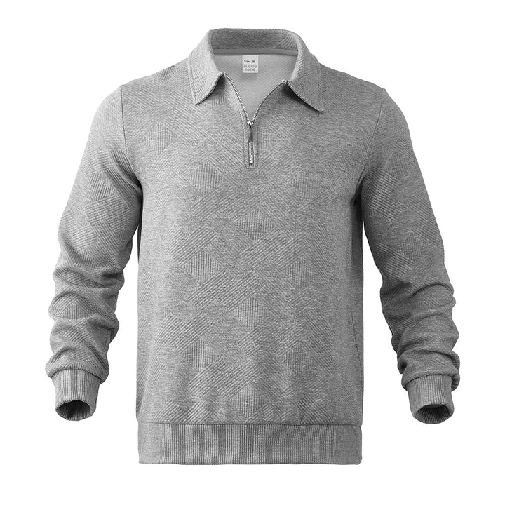 Elegant men's sweater with high collar, zipper closure and textured design Lune London