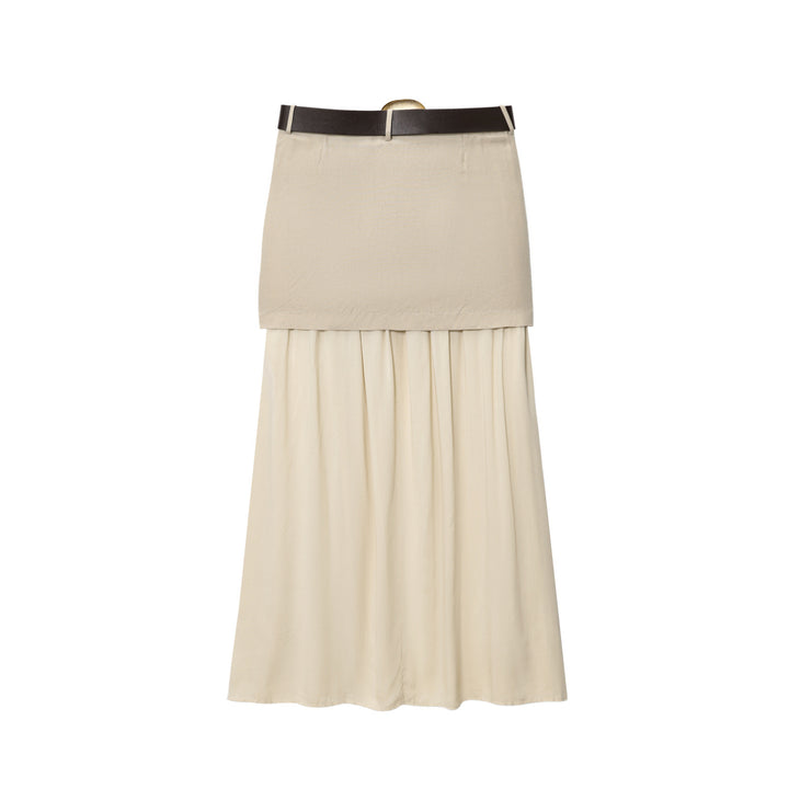 Airy midi skirt for women with an elegant pleat at the waist and a Lune London belt