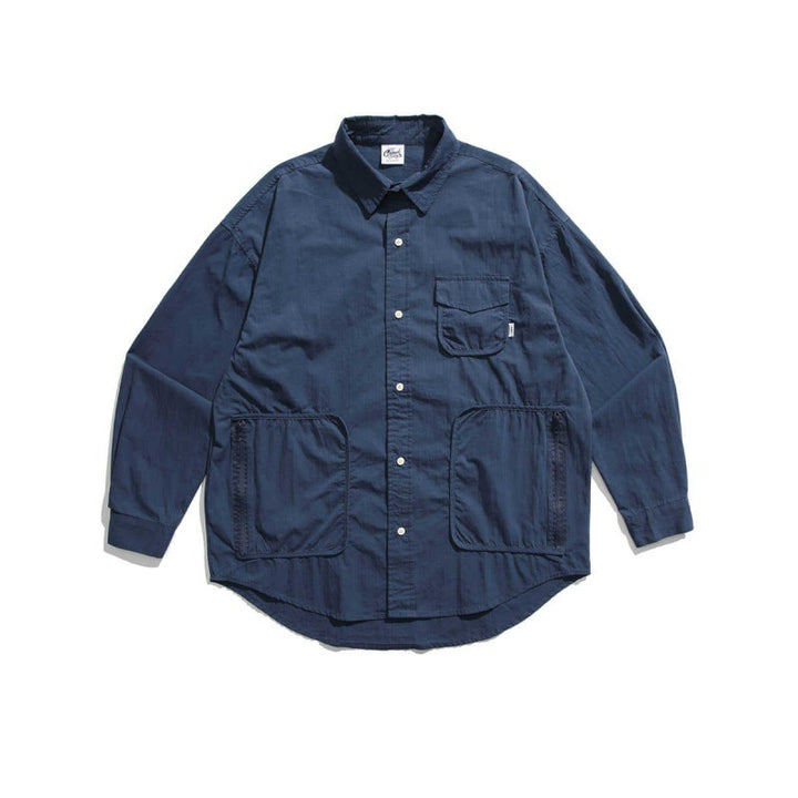 Unisex Boxy Overshirt Jacket with utility pockets, rounded hem, and oversized fit Amarae