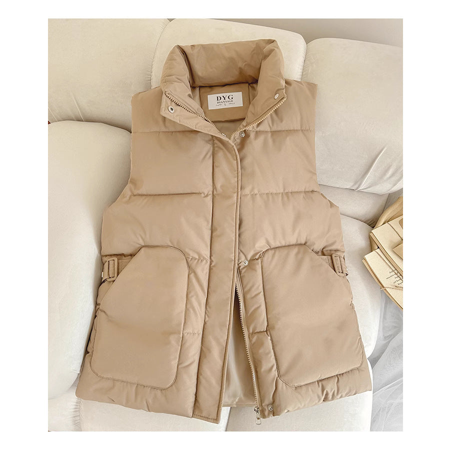 Lady Satin Vest with High Collar and Practical Pockets Amarae