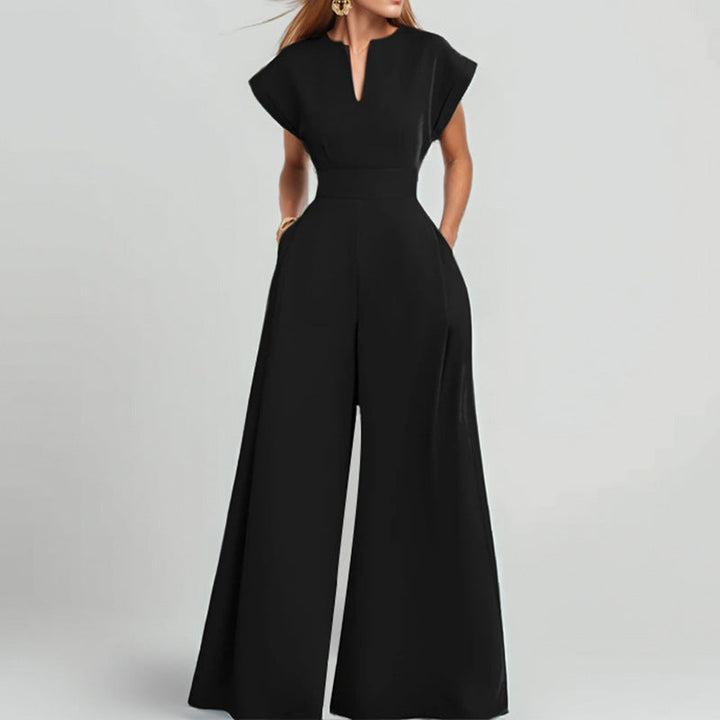 Women Elegant Jumpsuit with Wide Leg and Shawl Collar Lune London