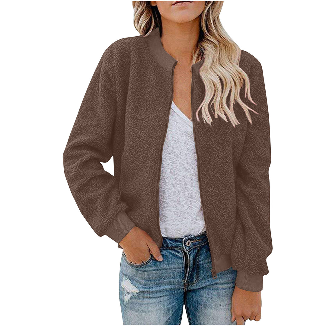 Fleece bomber jacket for women with high collar Lune London