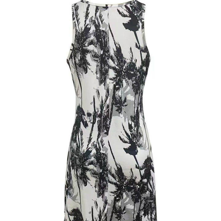Casual summer dress for women with modern palm tree pattern Lune London