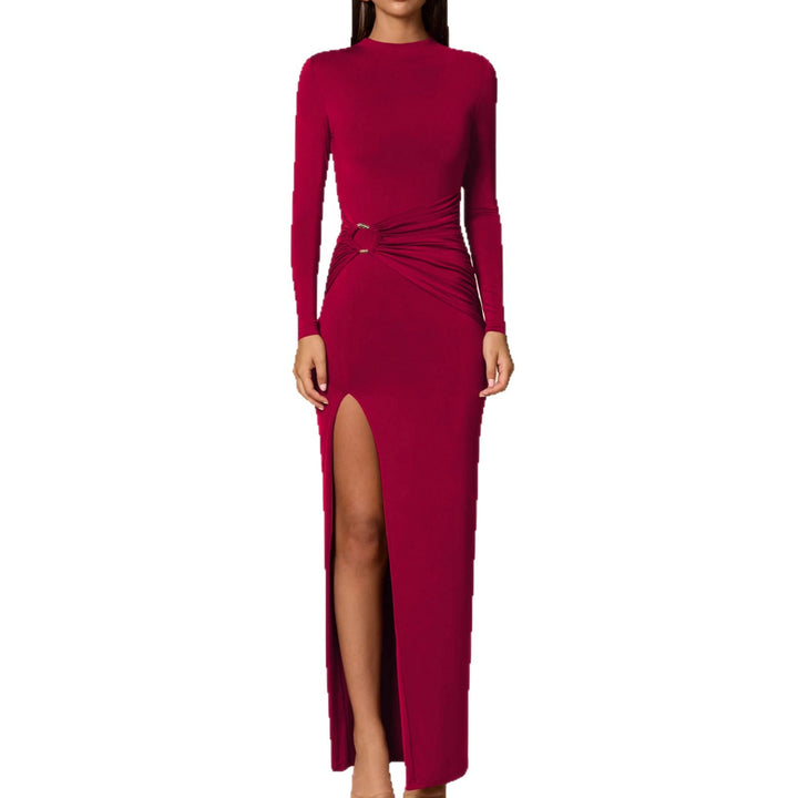 Ladies Elegant Maxi Dress with Bodycon Fit and High Slit Lune London