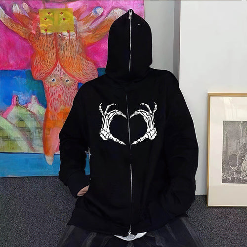 Hooded jacket for ladies with striking skeleton pattern Amarae