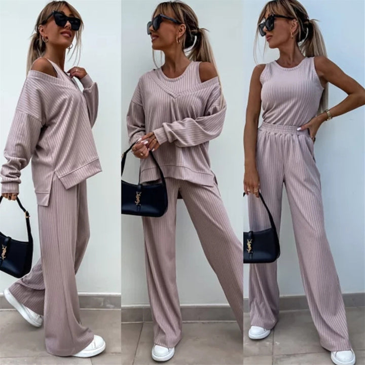 Casual knitted set for women with off-shoulder top from Lune London