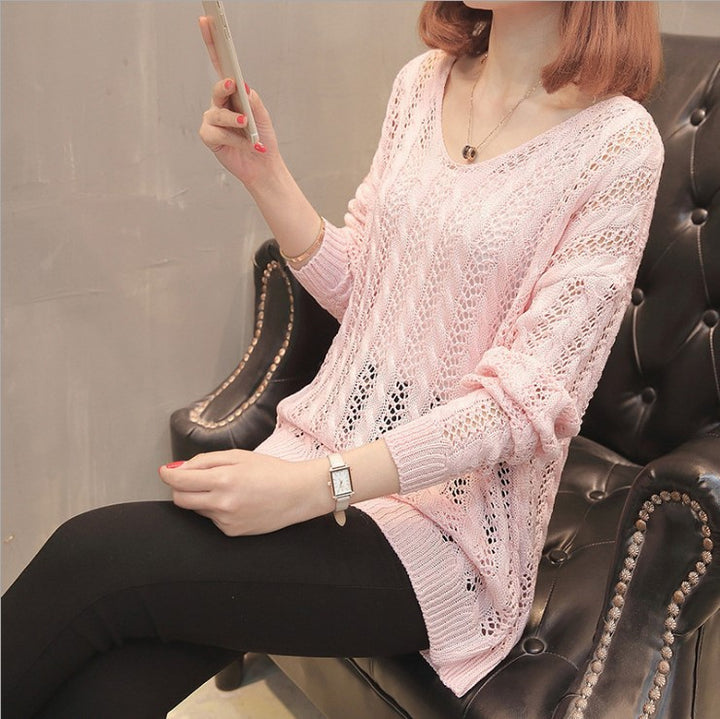 Pull en maille décontracté pour femme avec col en V et structure en dentelle fine Chic & Stil