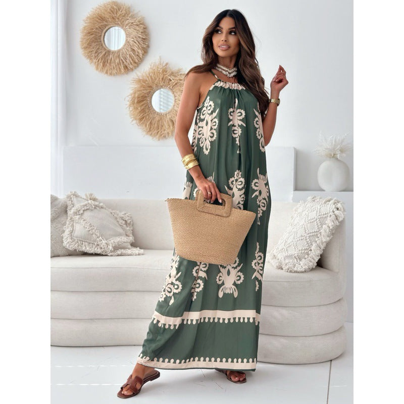 Boho halter neck maxi dress for women Lune London