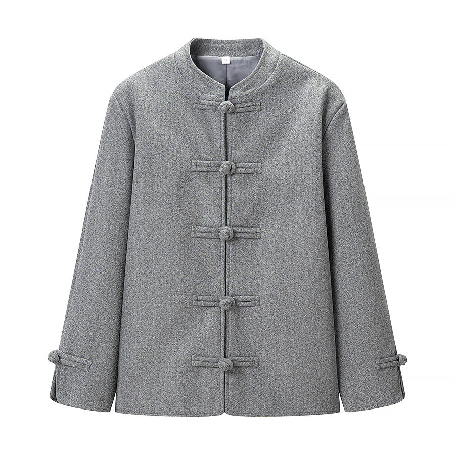 Women's Oversize Wool Blend Jacket with Mandarin Collar and Toggle Closures Amarae