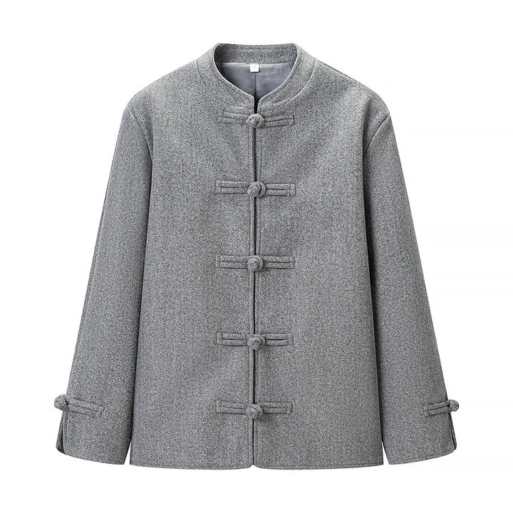 Women's Oversize Wool Blend Jacket with Mandarin Collar and Toggle Closures Amarae