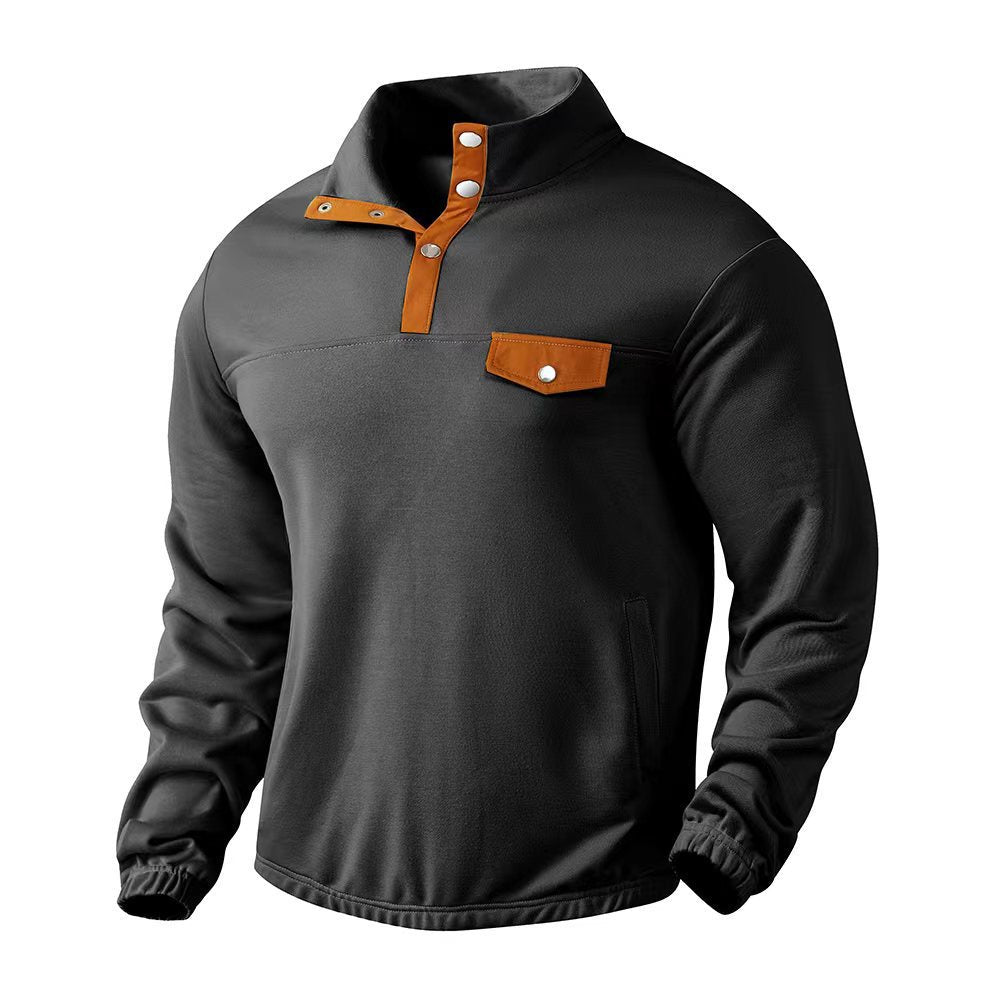 Men's stylish sweater with button placket and pockets Chic and style