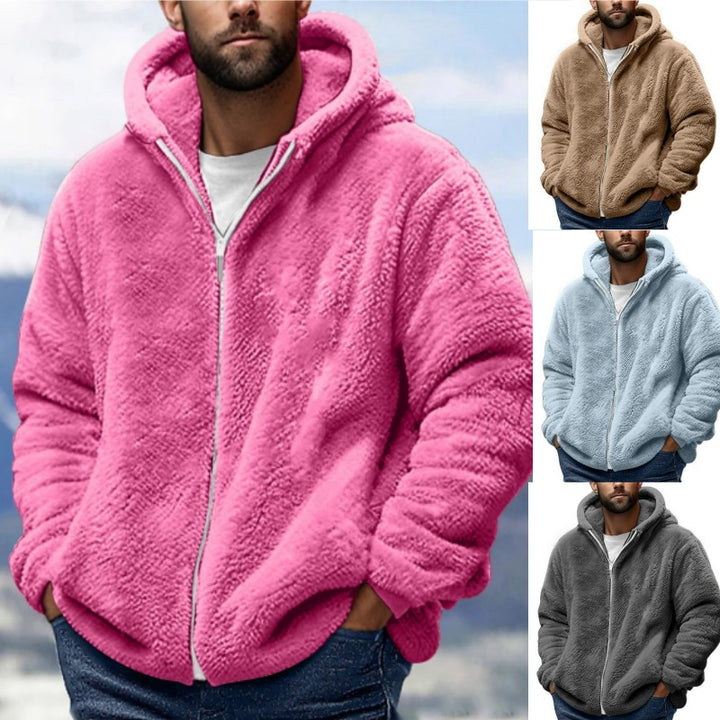 Men's Cozy Teddy Fleece Zip-Up Hoodie with Oversized Fit Amarae