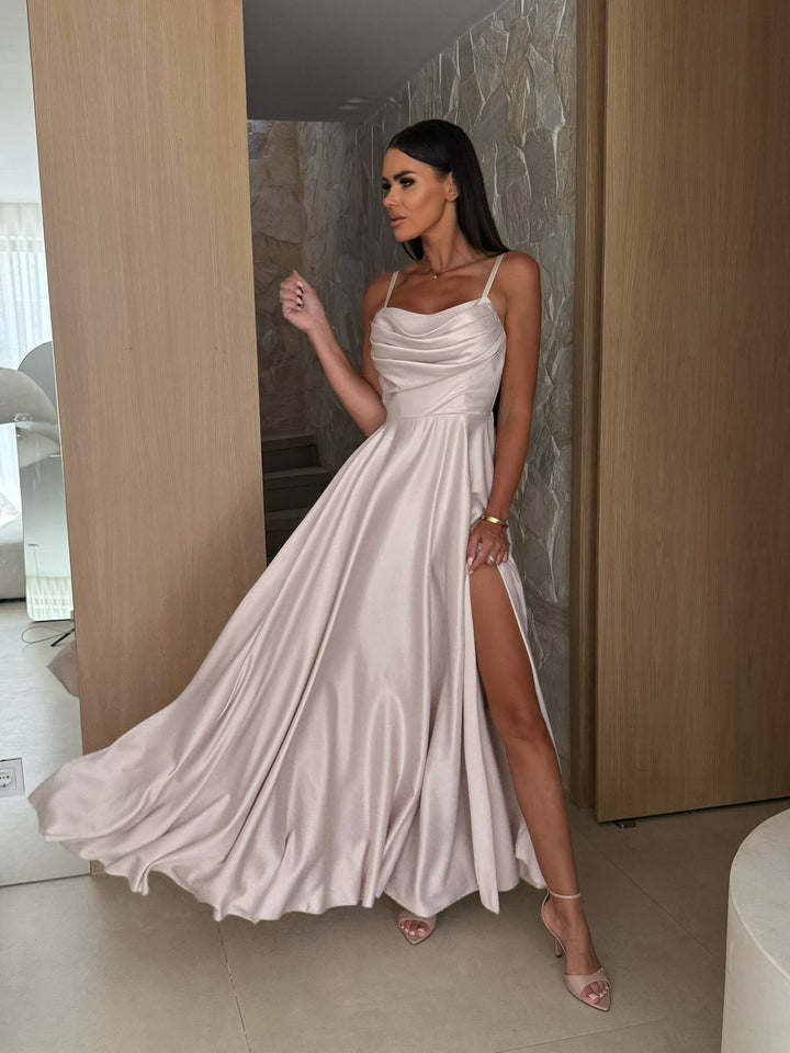 Ladies Elegant Satin Evening Dress Lune London