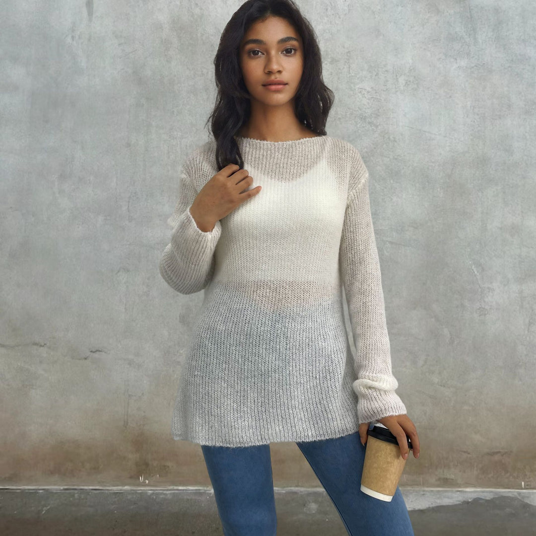 Ladies lightweight transparent knit sweater Lune London